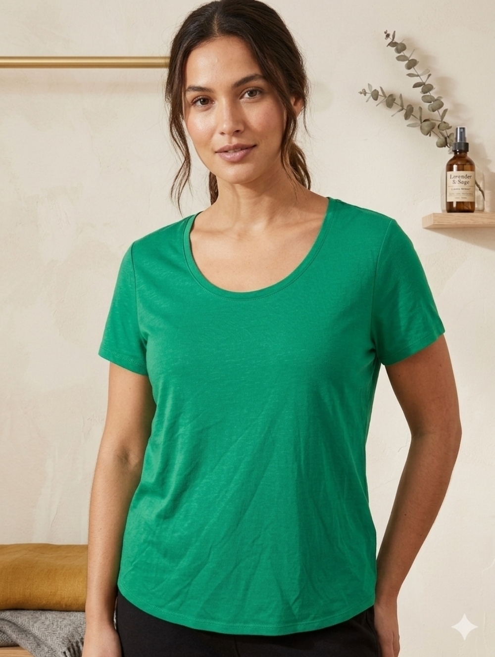 Simply Vera Vera Wang Green Modal Blend Scoop Neck Short Sleeve Tee - Large EUC